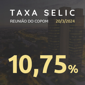 Taxa Selic a 10,75%